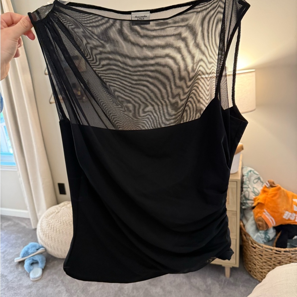 Black Mesh Sleeveless Top